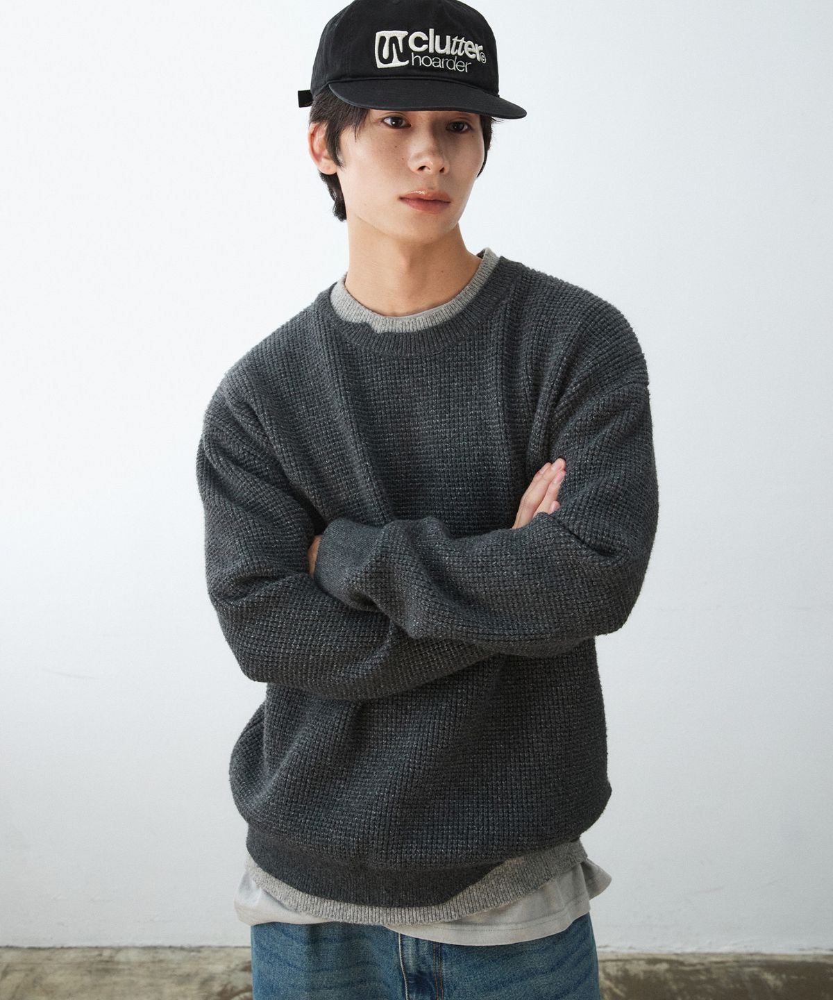 더블유엠씨(WMC) 레이어드 크루넥 니트_GREY