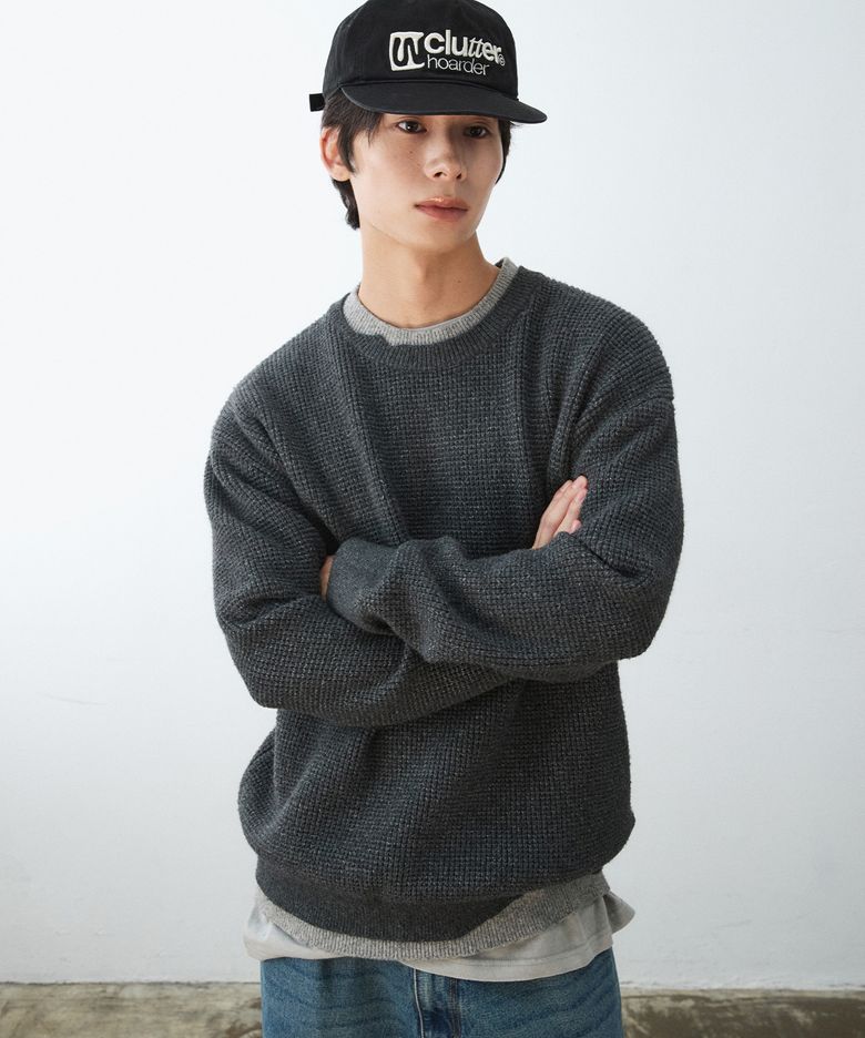 레이어드 크루넥 니트_GREY
