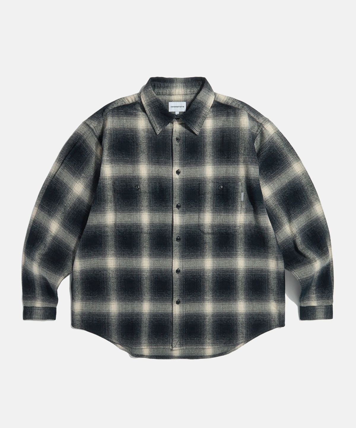 에스피오나지(ESPIONAGE) Flannel 2 Pocket Shirt Black Ombre