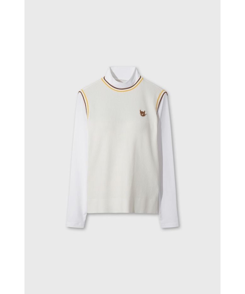 Women Faux Layered Knit Vest WWWAA26612IVX