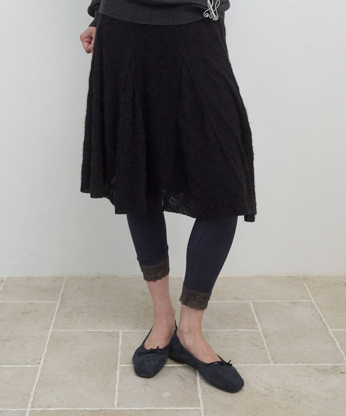 마조네(MA JOURNÉE) PANEL MERMAID KNIT SKIRT_BLACK