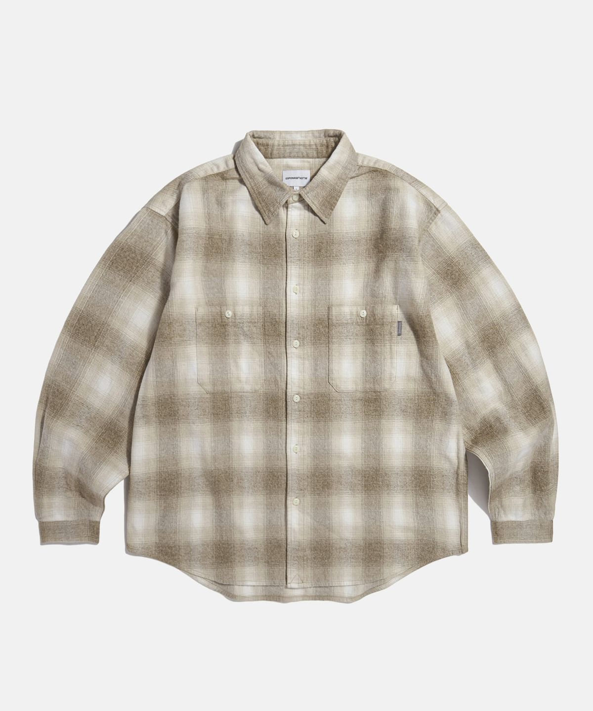 에스피오나지(ESPIONAGE) Flannel 2 Pocket Shirt Beige Ombre