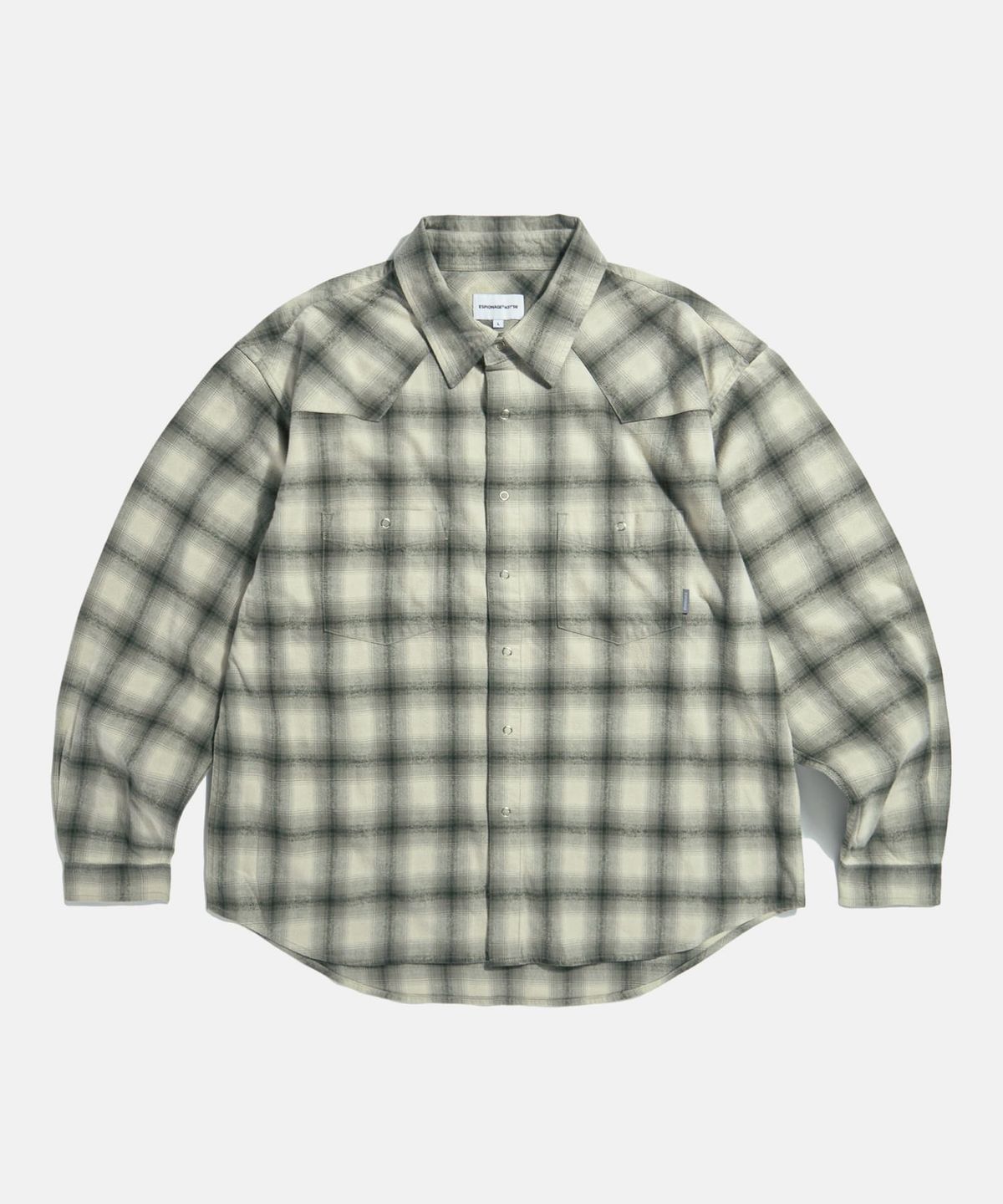 에스피오나지(ESPIONAGE) Ombre Plaid Western Shirt Grey