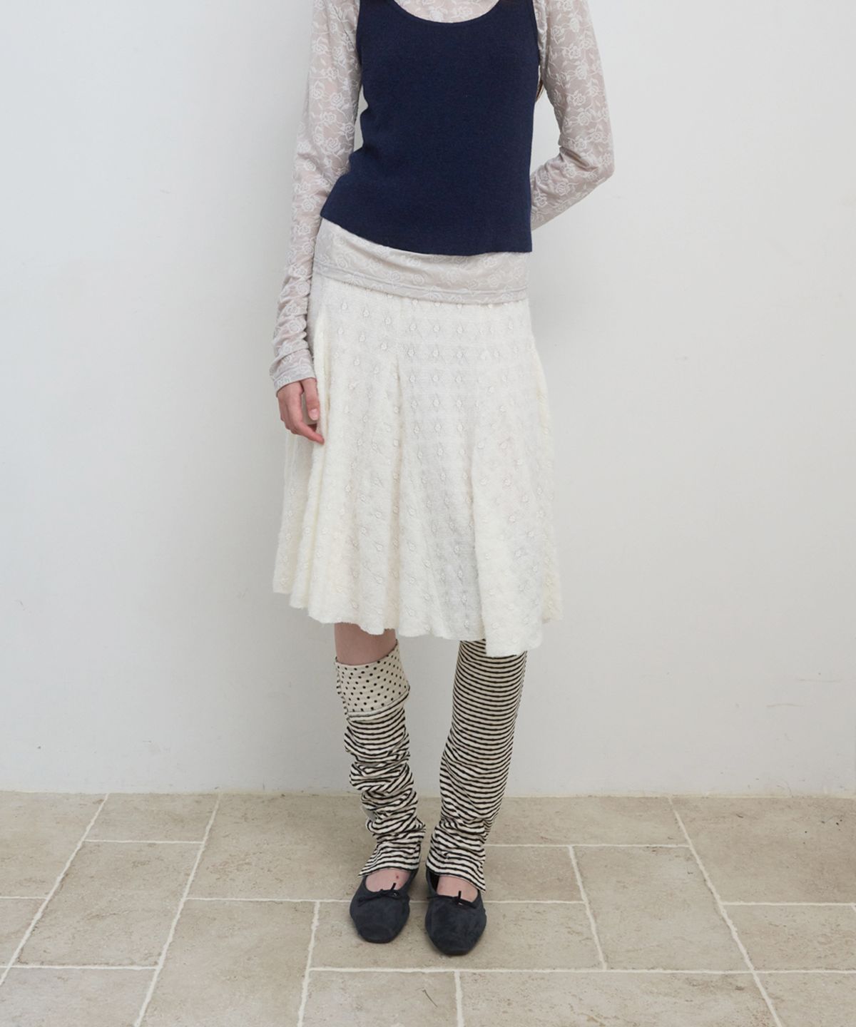 마조네(MA JOURNÉE) PANEL MERMAID KNIT SKIRT_IVORY