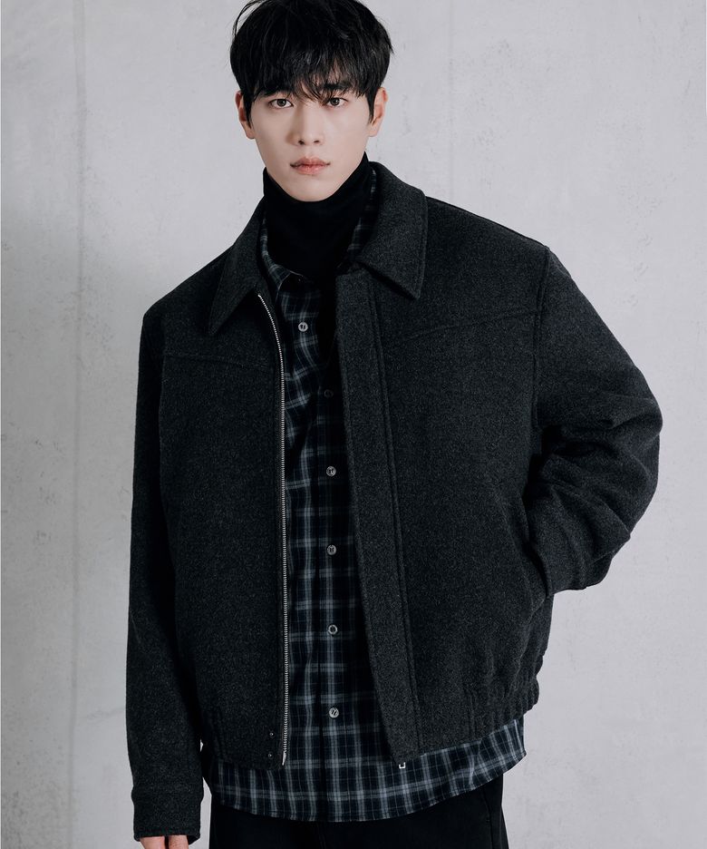 [서강준 PICK] 울 블렌드 카라 블루종 자켓 [M.CHARCOAL]