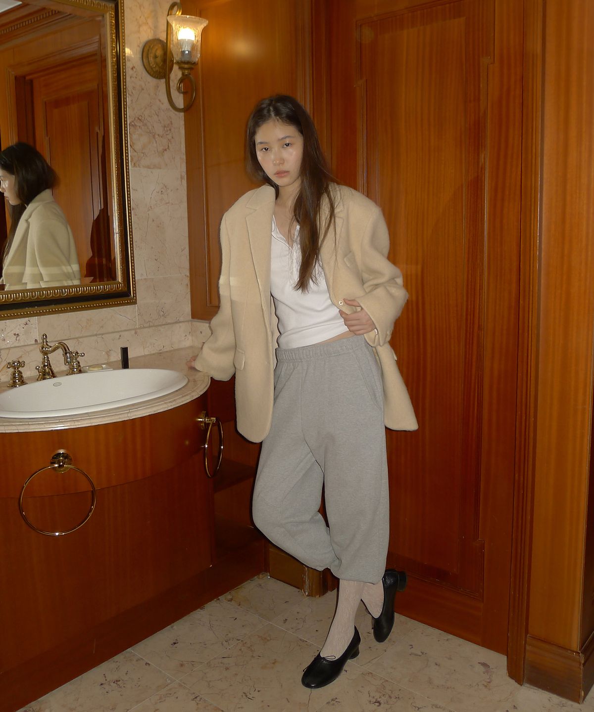 108파운드(108POUND) Cropped Warm Jogger Pants_Melange Gray