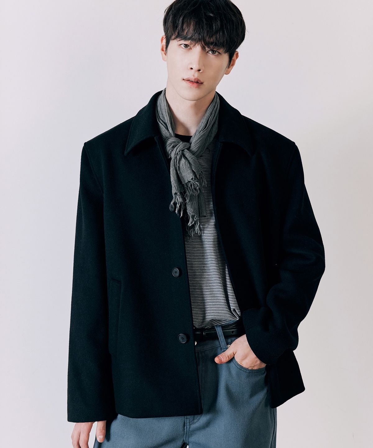 드로우핏(DRAW FIT) 울 블렌드 쇼트 코트 [BLACK]