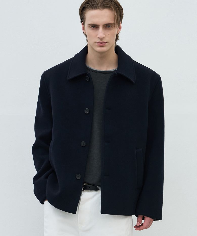 울 블렌드 쇼트 코트 [NAVY]
