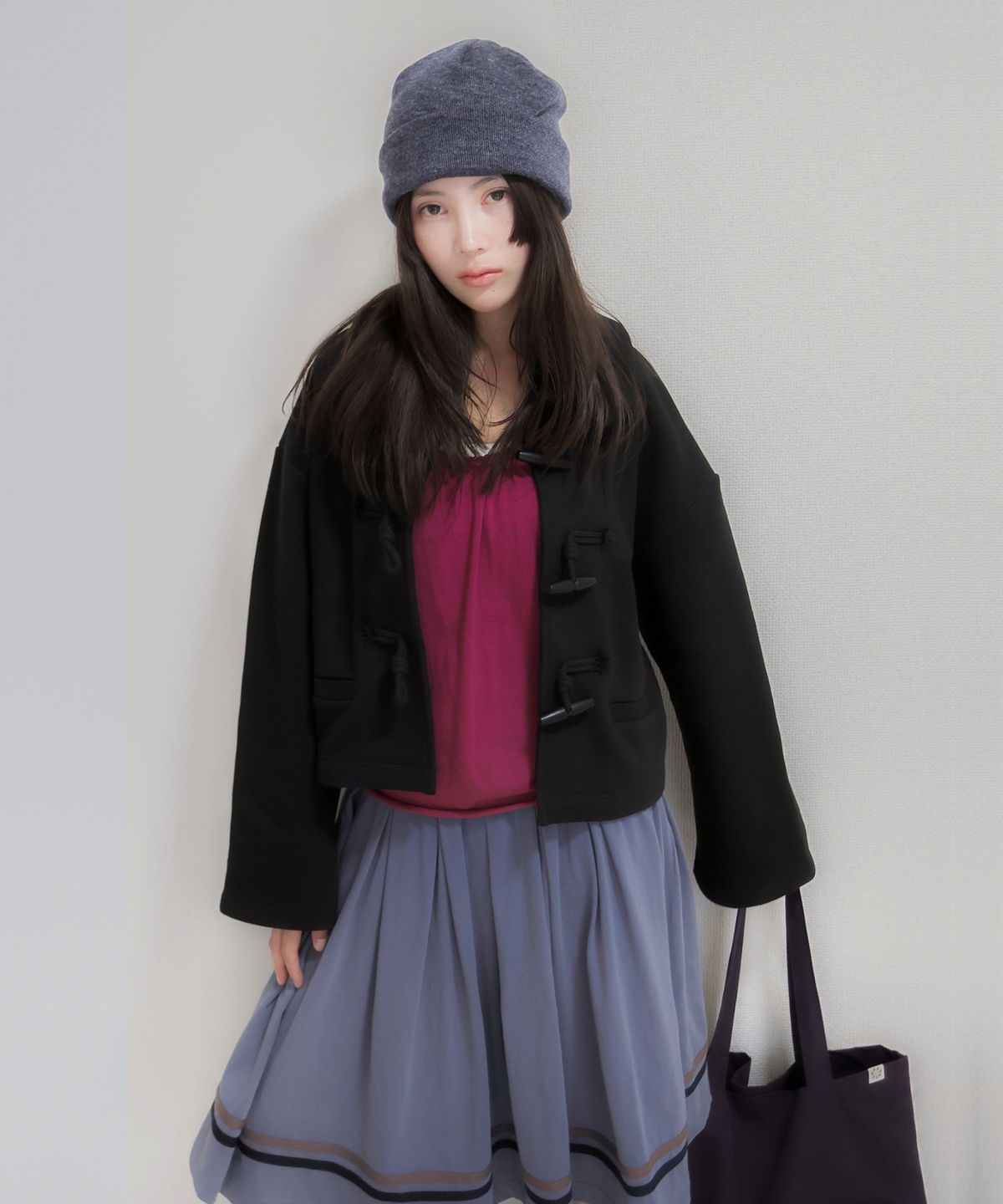 로액슈얼(LO AXUAL) PETER PAN COLLAR TOGGLE JACKET_BLACK