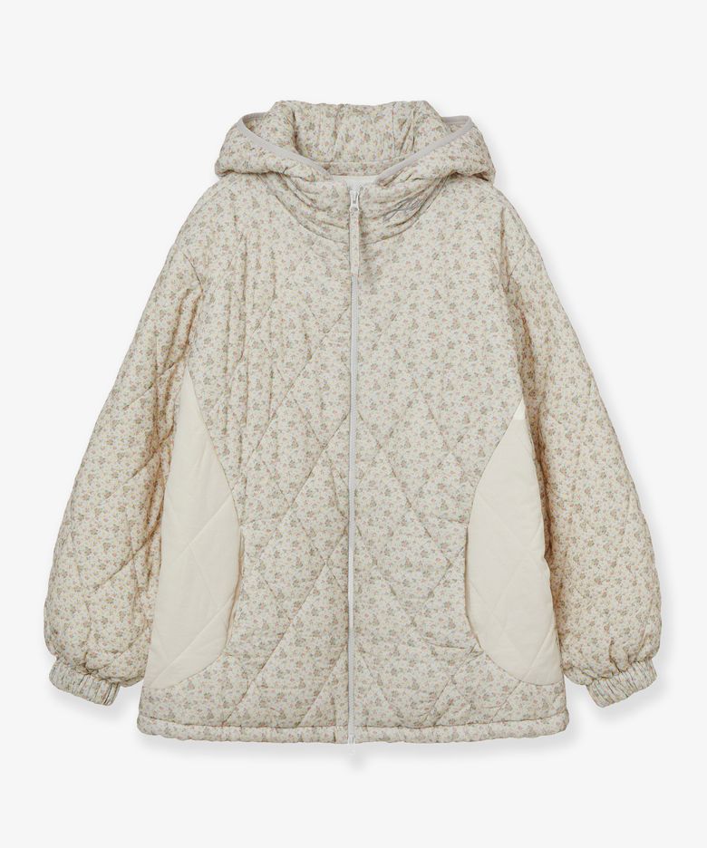 FLOWER QUILTED JACKET [LIGHT GREY]