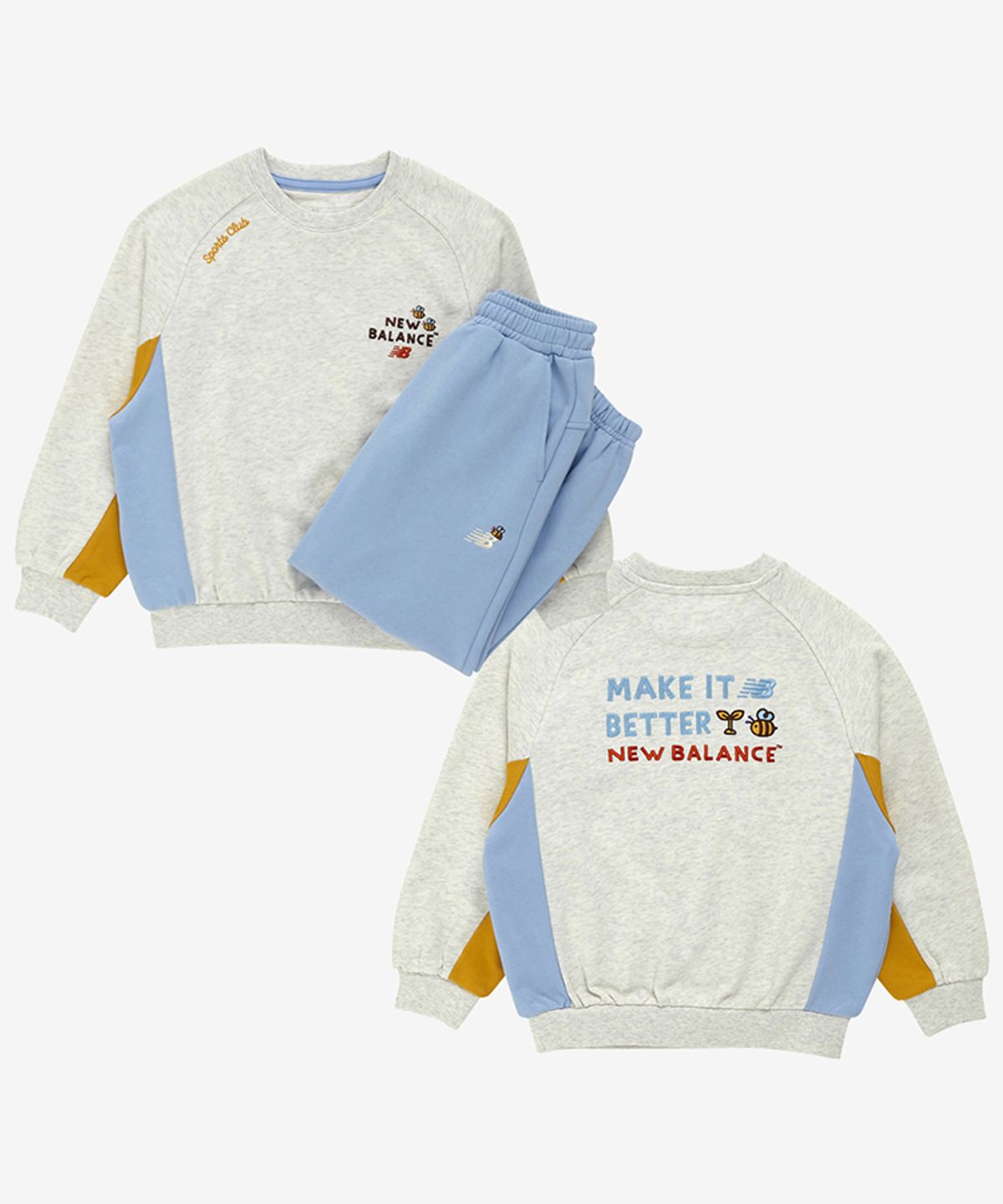 뉴발란스 키즈(NEWBALANCEKIDS) Playground_라글란 배색 스웻 세트 NK9YG4905U50
