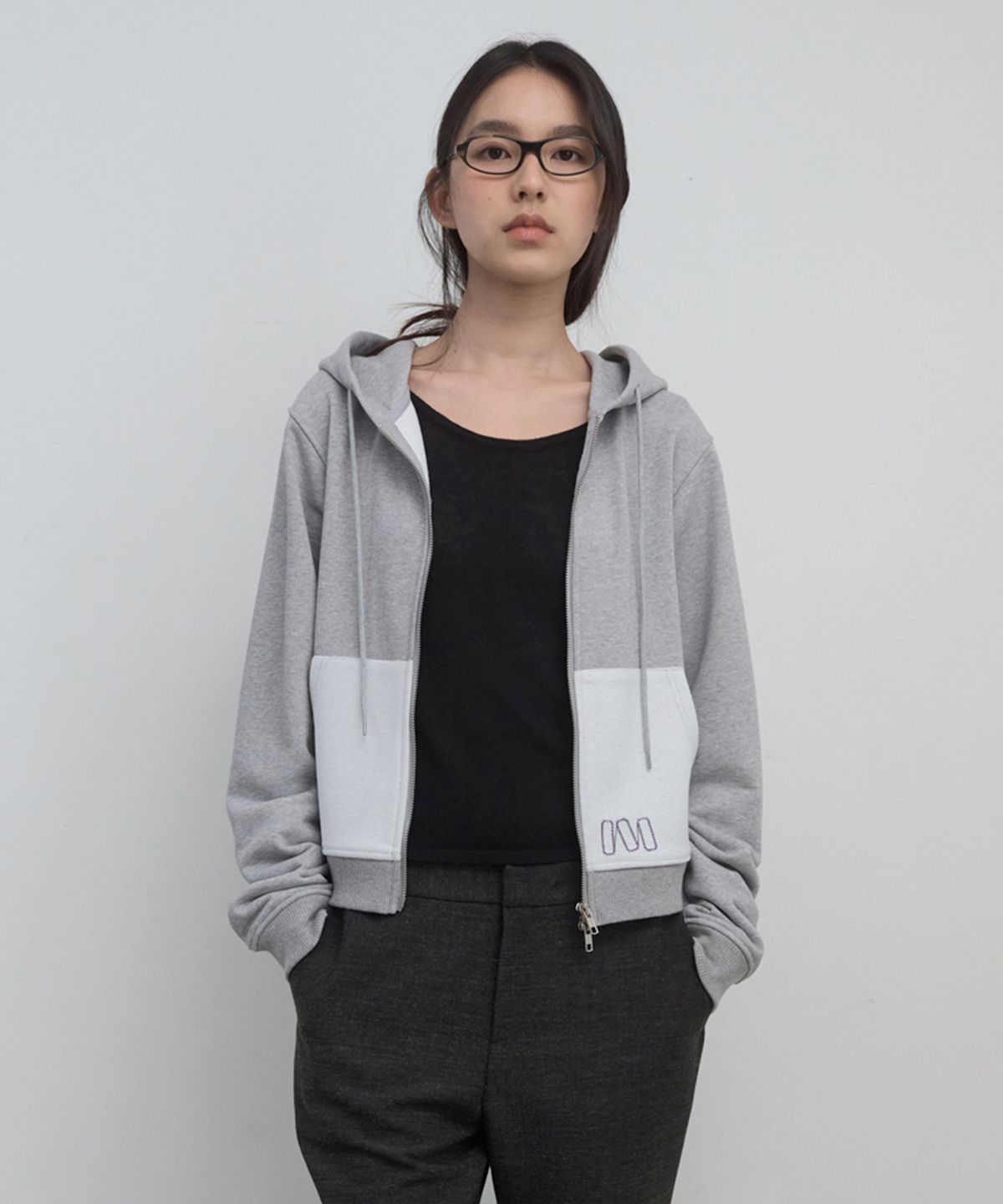마조네(MA JOURNÉE) M BASIC SLIM ZIP-UP HOODIE_MELANGE