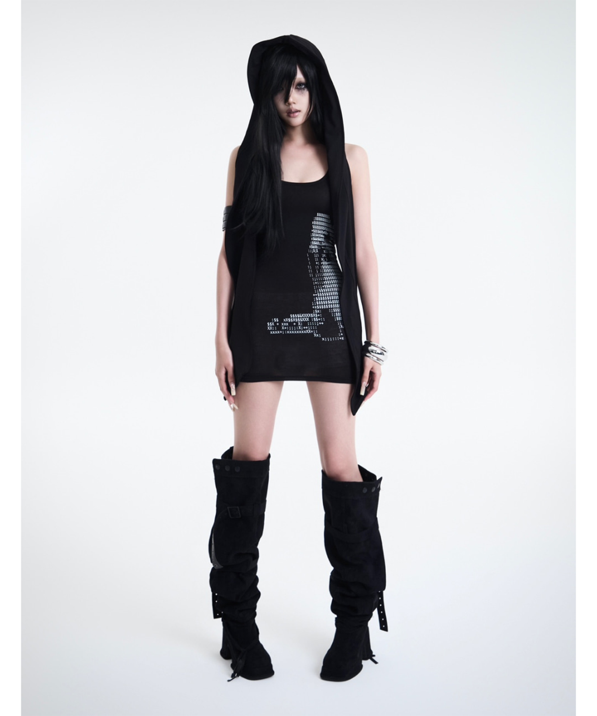 쿄이(KYOIII) GHOST HOOD SCARF(BLACK)