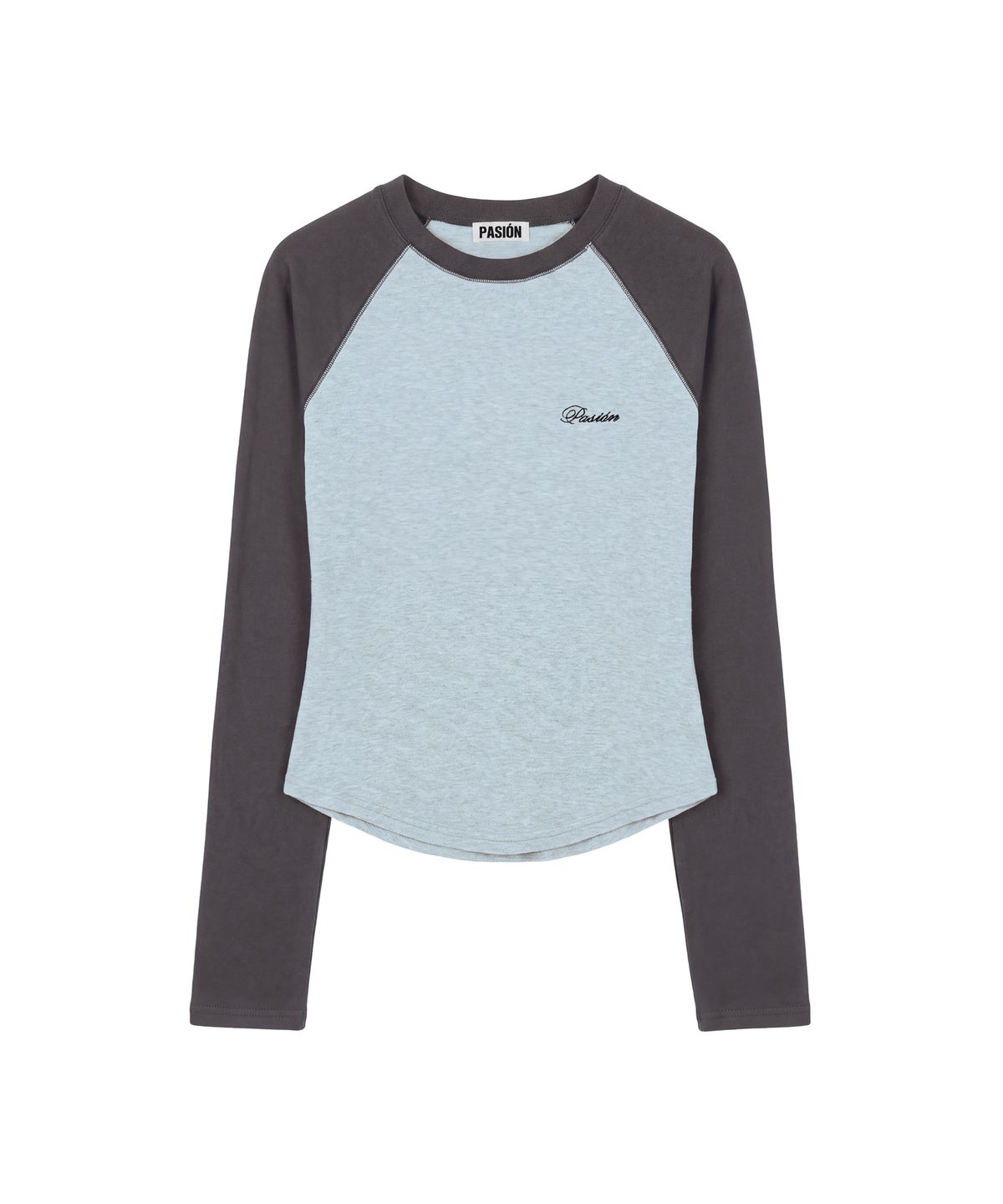 파시온(PASION) 메이비스 나그랑 티_스카이블루 & 챠콜  Mavis Raglan Tee_Sky Blue & Charcoal
