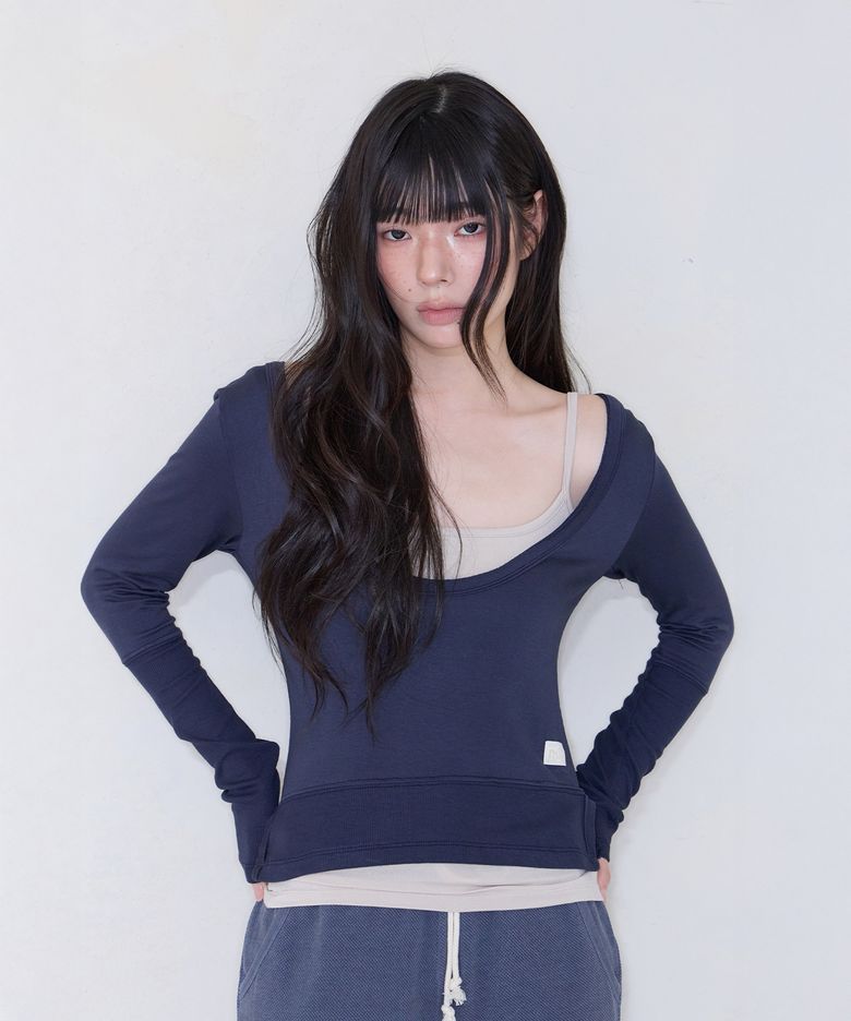 2-WAY U-NECK T NAVY