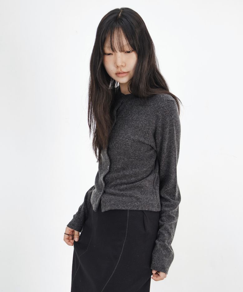 Angora Wool Cardigan (charcoal)