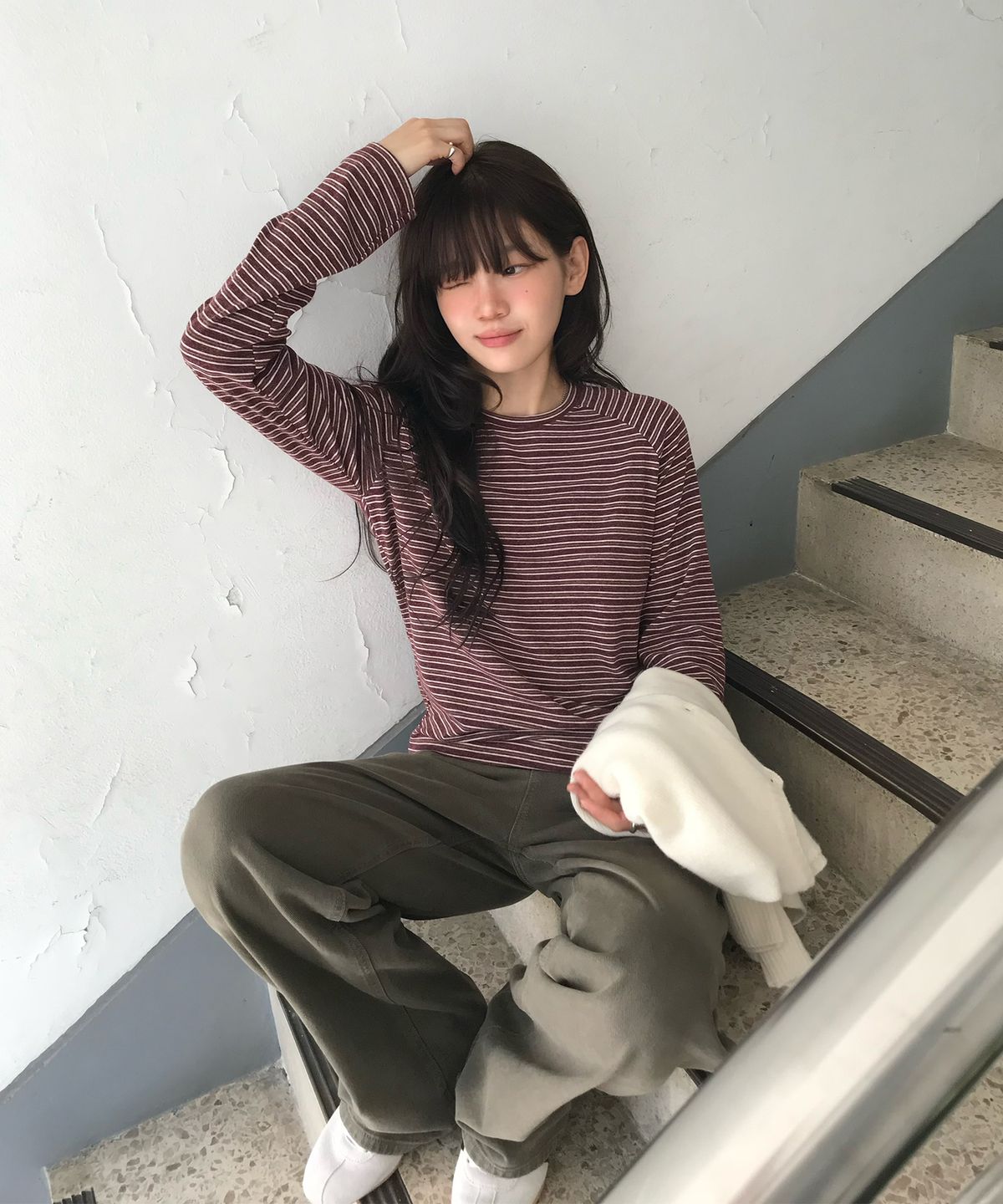108파운드(108POUND) Milo Stripe Tee_Berry