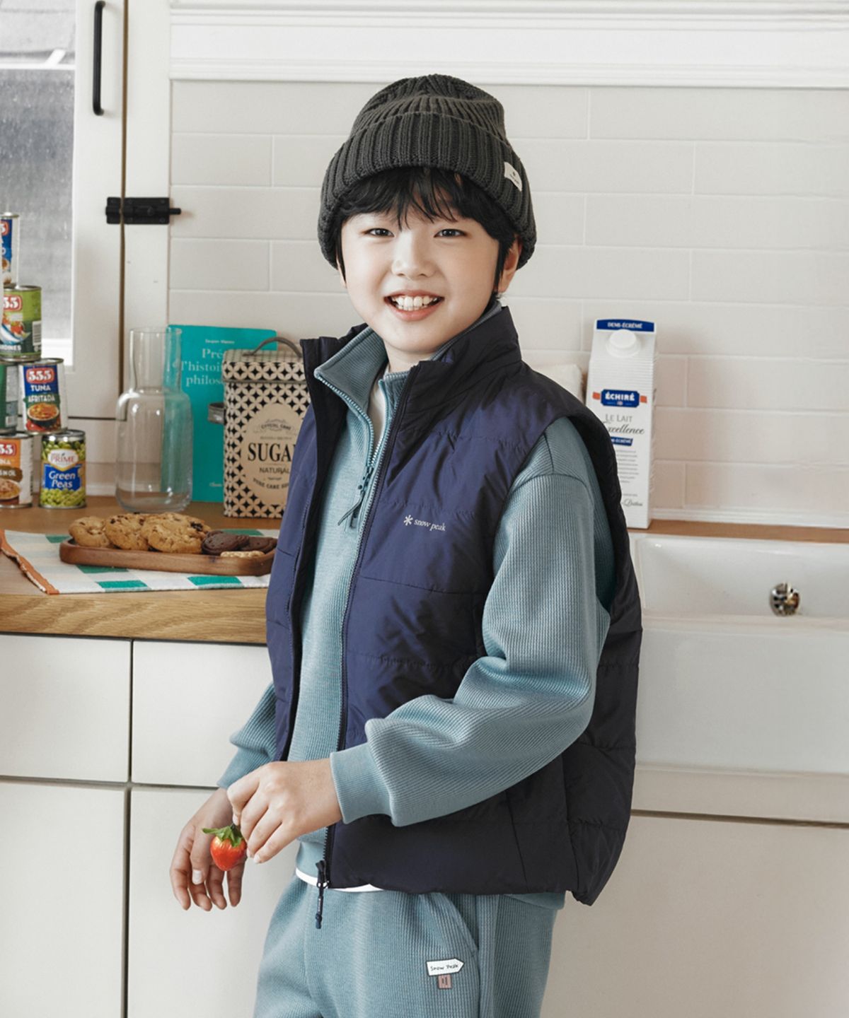 스노우피크 어패럴(SNOWPEAK APPAREL) 키즈 퍼텍스 퀀텀 씬클라우드 스탠드넥 경량 베스트 (S26WKTVE80) Purple Gray