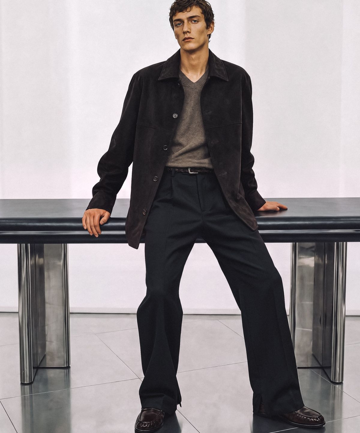 질스튜어트뉴욕 맨(JILLSTUART NEWYORK MEN) 리얼 고트 스웨이드 초어 자켓 - 다크브라운 (JNJU6C702W3)