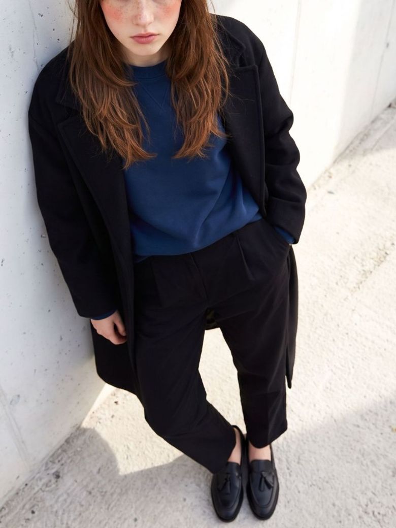 VAIRO 블랙 태슬 라운드 로퍼 단화 2cm