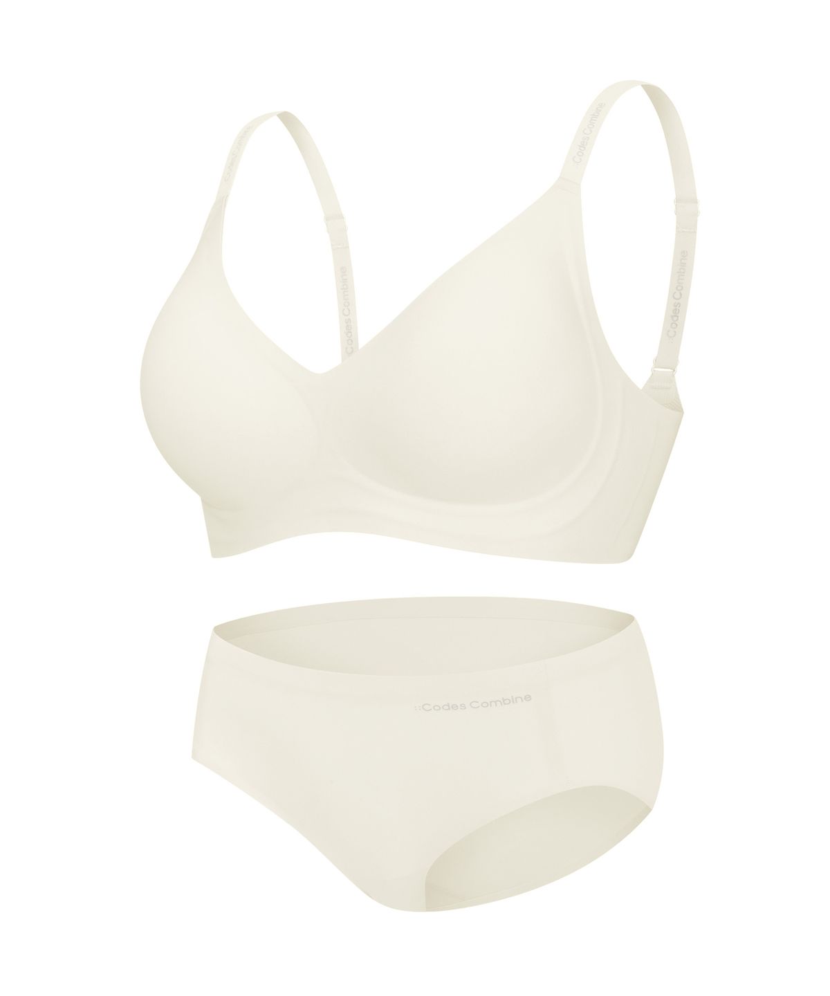 코데즈컴바인 이너웨어(CODES COMBINE INNERWEAR) 더블 젤리 프리컷 브라 팬티 세트_크림