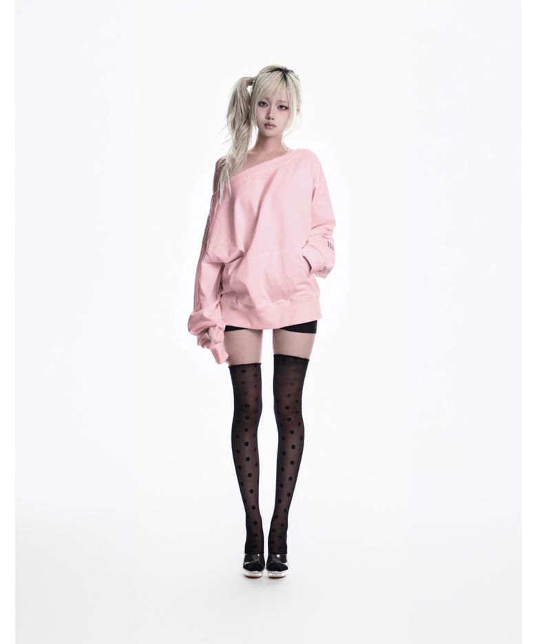 CROSS SHOULDER SWEATSHIRT(PINK)