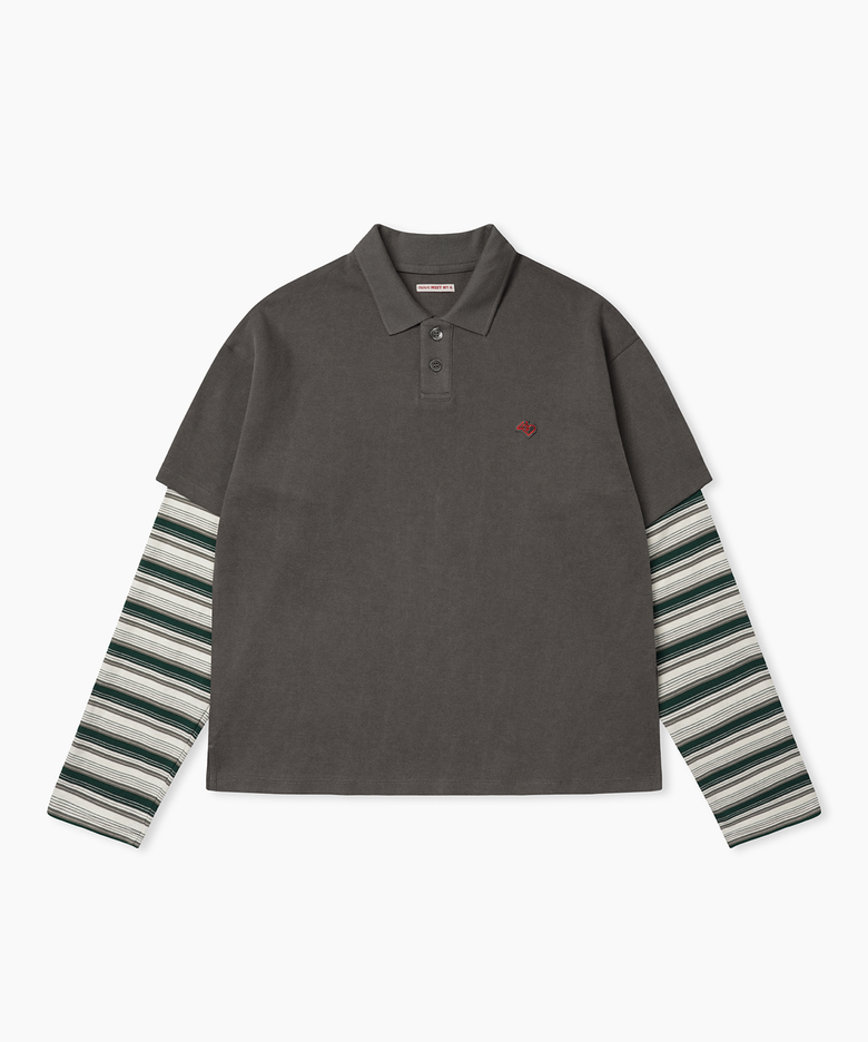 Stripe Layered Polo L/S Tee