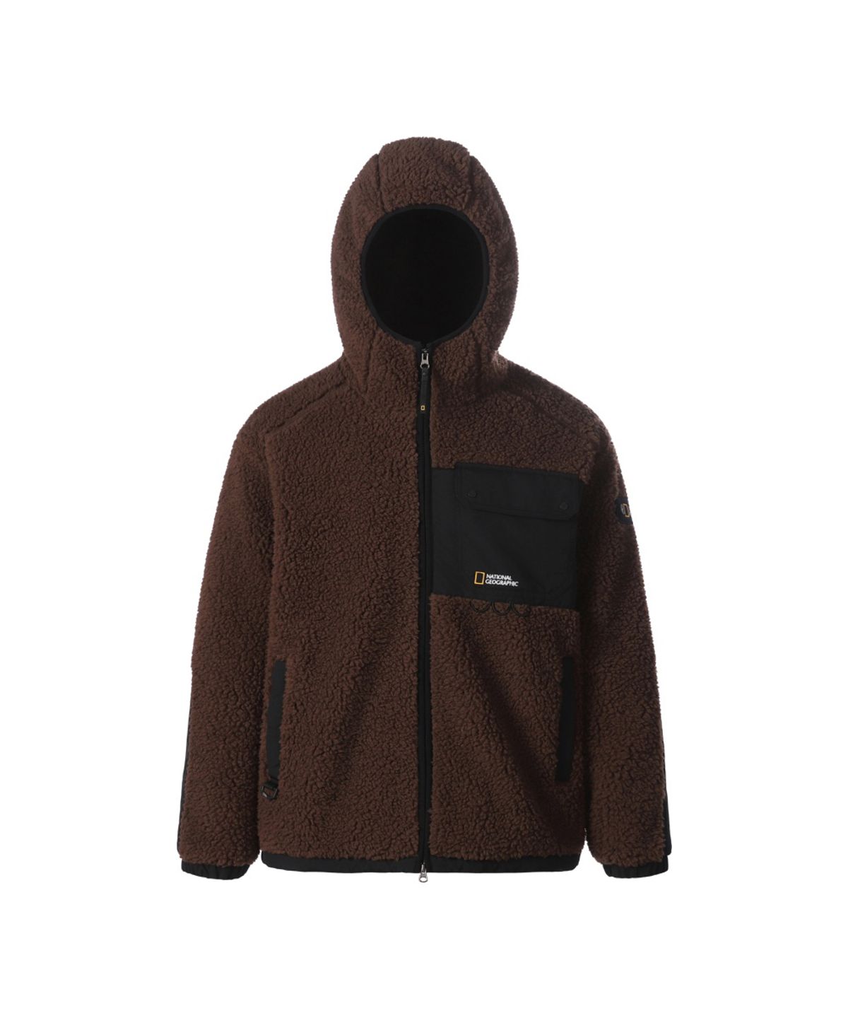 내셔널지오그래픽(NATIONALGEOGRAPHIC) NRN 쉐르파 포켓 배색 후드 자켓 CHOCOLATE BROWN N264UFJ152