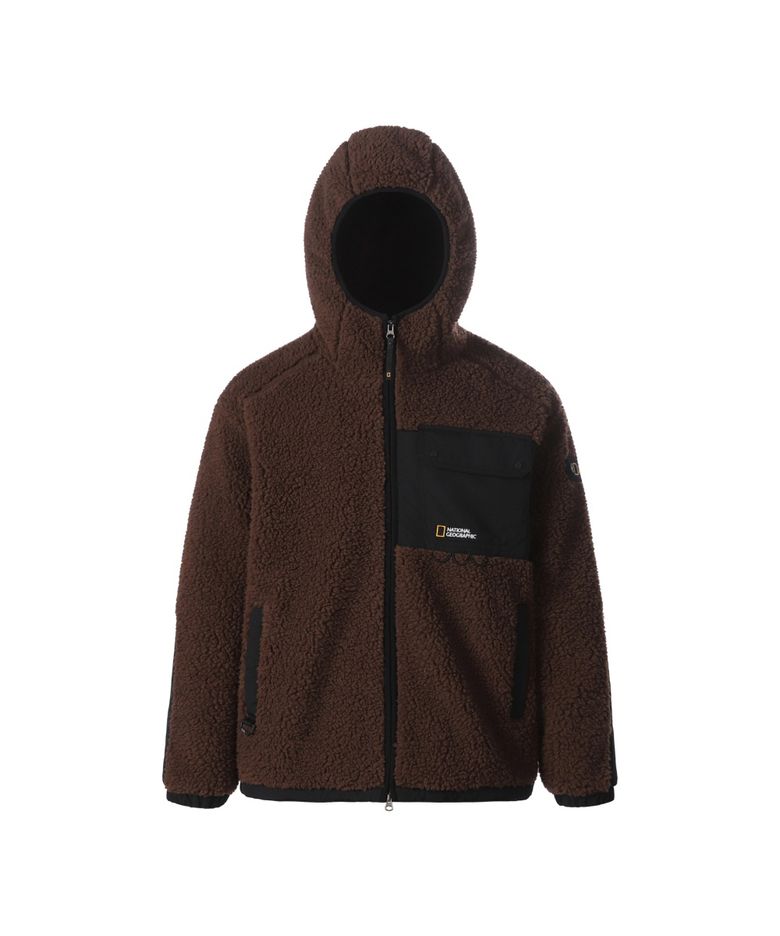 NRN 쉐르파 포켓 배색 후드 자켓 CHOCOLATE BROWN N264UFJ152