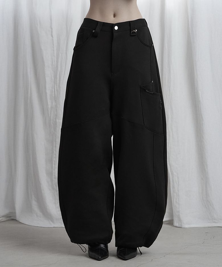 Panel Pocket Wide Training Pants (Black)