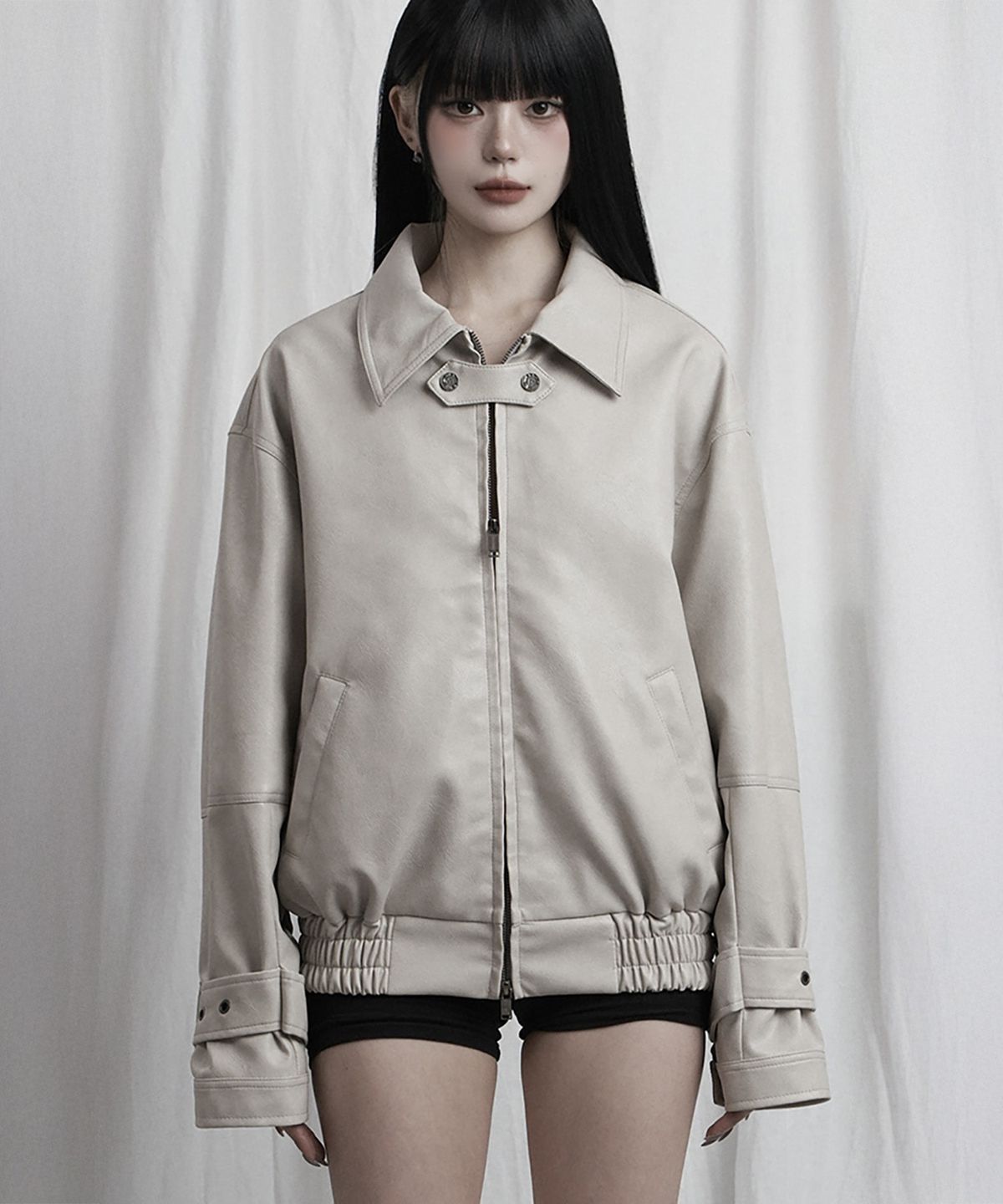 에트오소메(ETRE AU SOMMET) Cross Lace Leather Jumper (Beige)