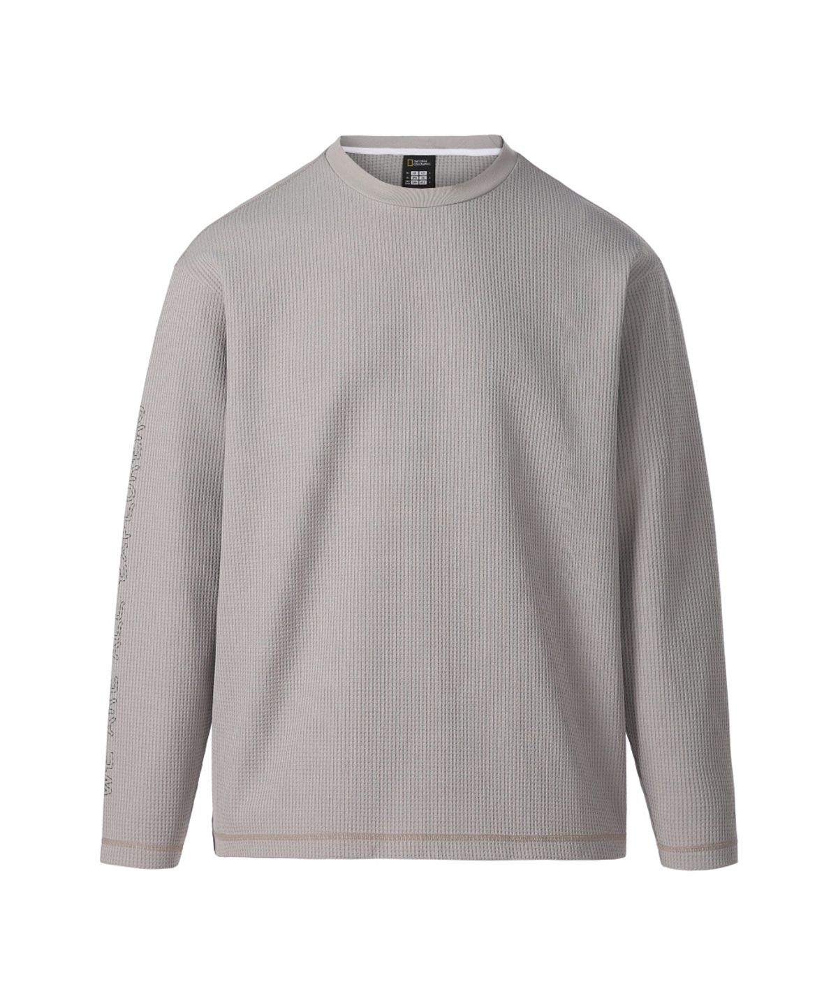 내셔널지오그래픽(NATIONALGEOGRAPHIC) SEAWOOL WAFFLE 소매 레터링 긴팔 티셔츠 BEIGE N263UTS050