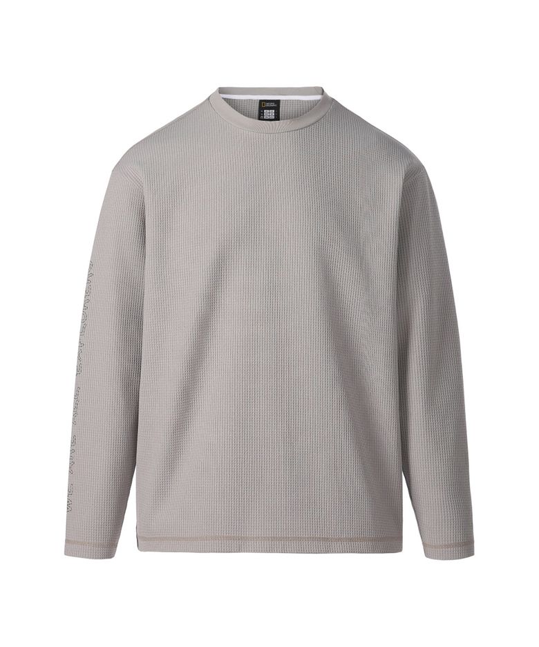 SEAWOOL WAFFLE 소매 레터링 긴팔 티셔츠 BEIGE N263UTS050