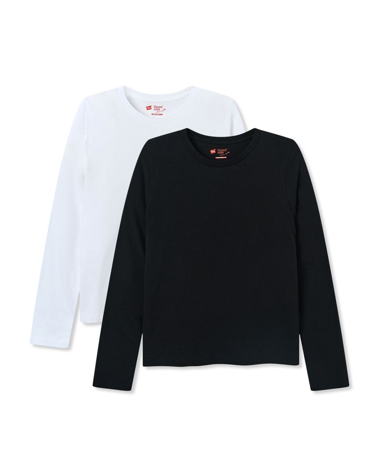 2P 재팬 핏 for HER 크루넥 롱 슬리브 티셔츠 블랙 X 화이트