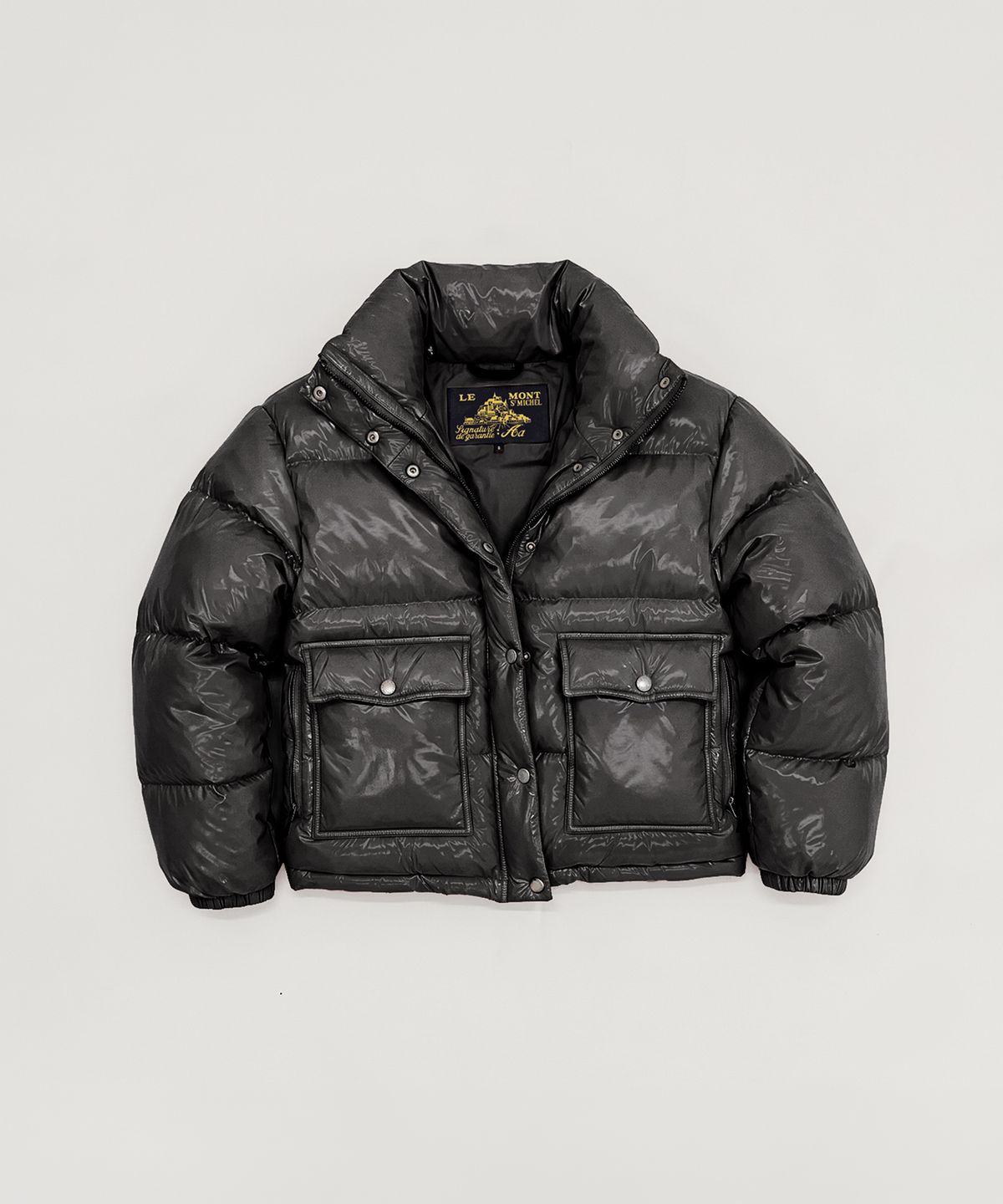 르몽생미셸(LE MONT ST MICHEL) MADRENE - GLOSSY DUCK DOWN JACKET_Black