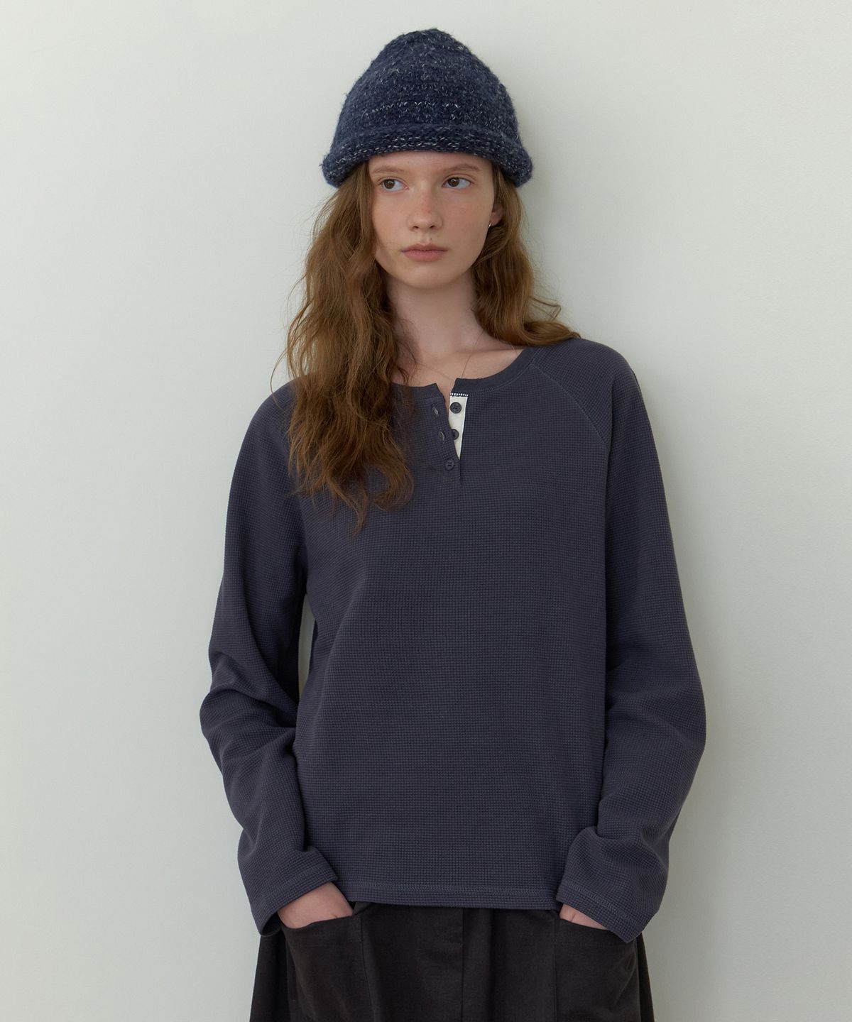 더미튼(THEMITTEN) Sylvan waffle t-shirt (vintage navy)