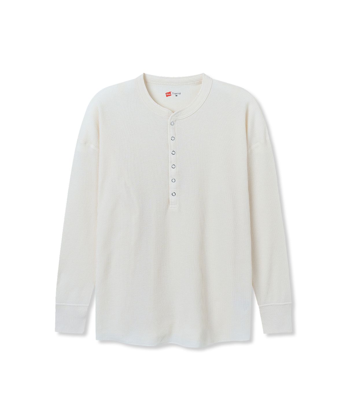 헤인즈(HANES) 써멀 for HER 헨리넥 롱 슬리브 티셔츠 오프 화이트