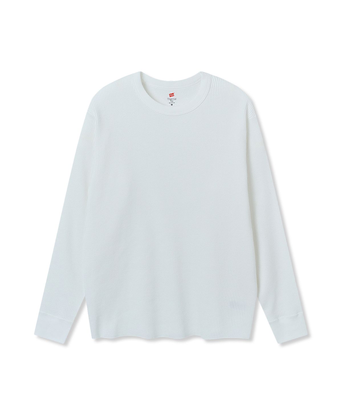 헤인즈(HANES) 써멀 탑 크루넥 롱 슬리브 티셔츠 화이트