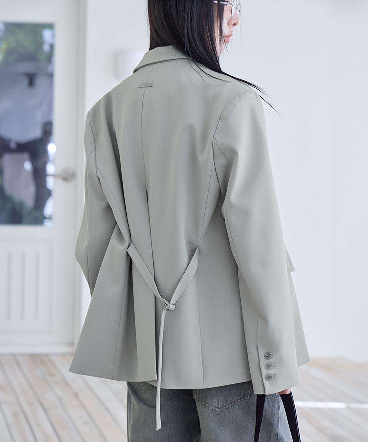 런던다다(LONDONDADA) Belted Tailored Jacket, FOG GREY