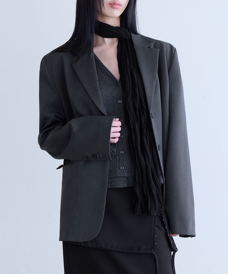 Belted Tailored Jacket, CHARCOAL
