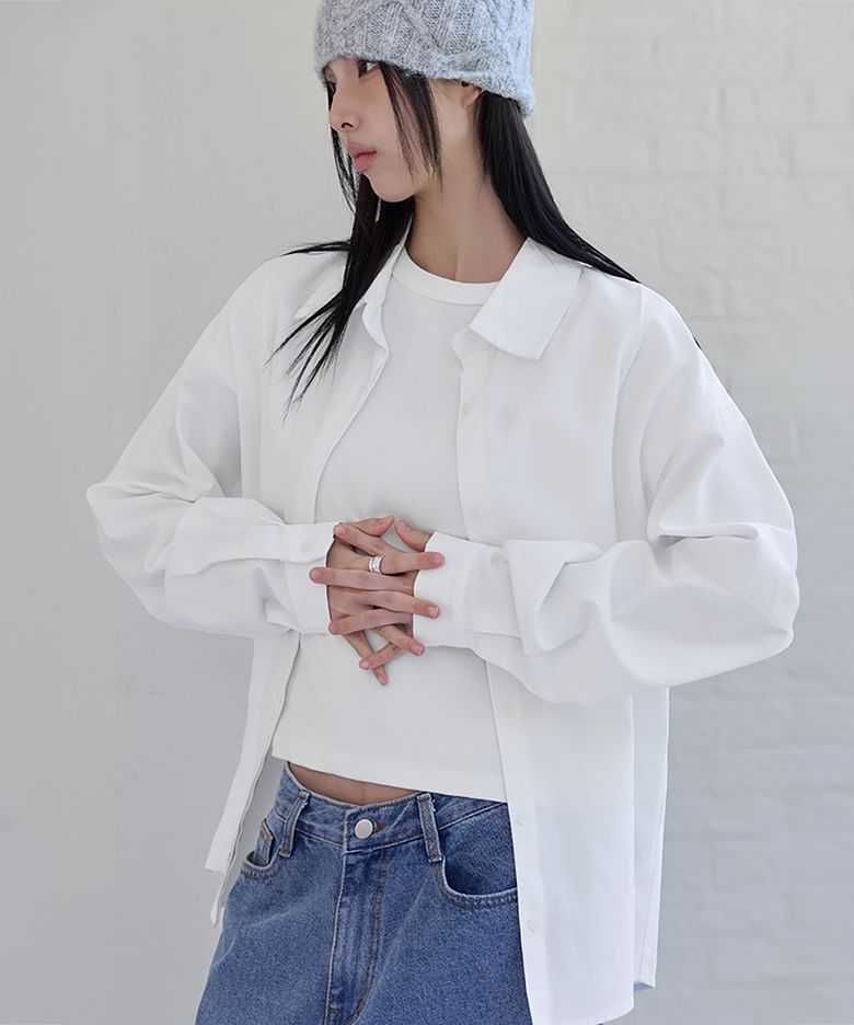 Essential Oversized Shirt, WHITE