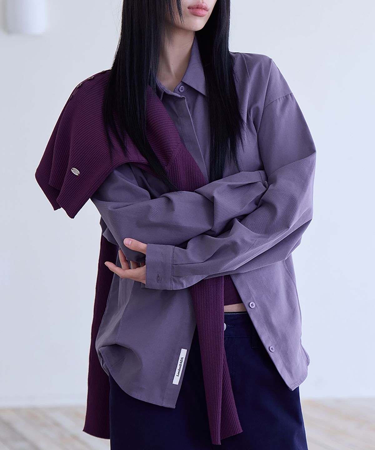 런던다다(LONDONDADA) Essential Oversized Shirt, MUTED PURPLE