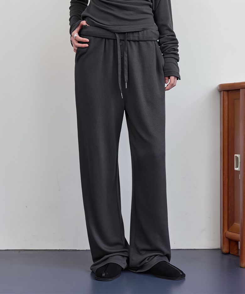 [SET-UP] Relaxed Wide Banding Pants,  CHARCOAL