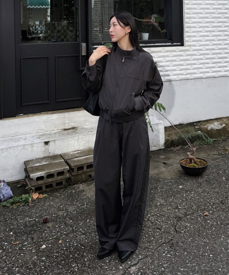 [SET-UP] Urban Semi-Wide Wrap Belt Slacks,  CHARCOAL