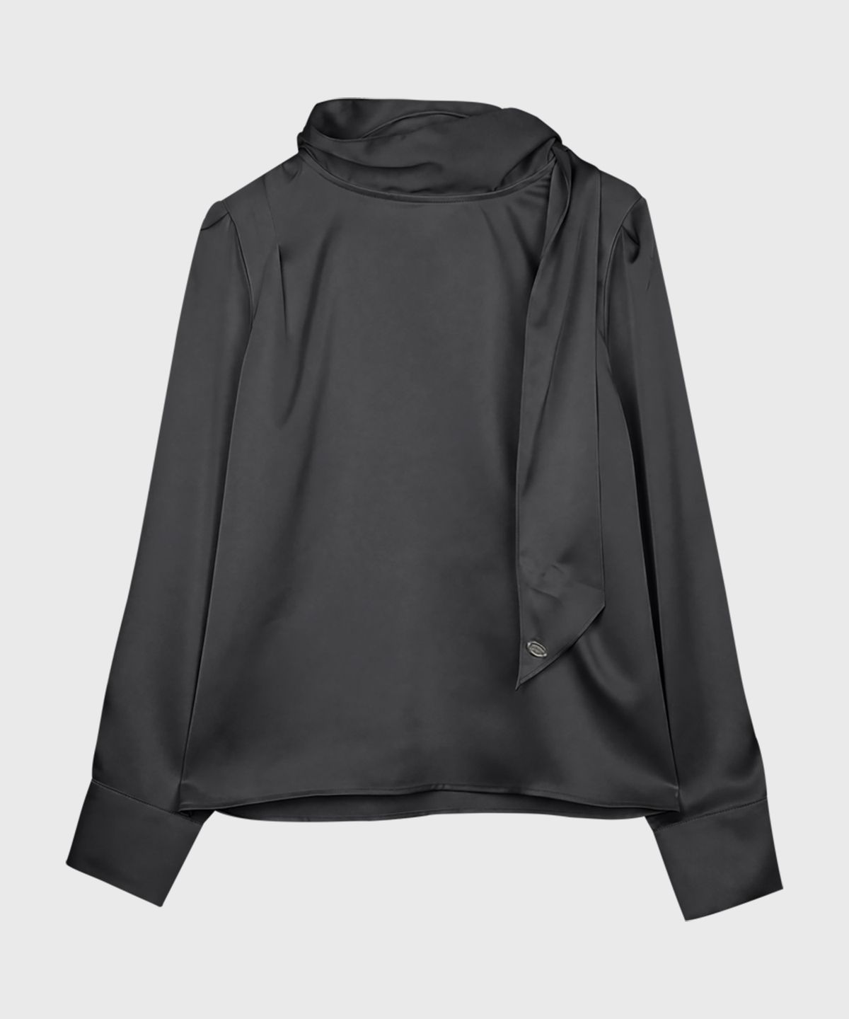 런던다다(LONDONDADA) Satin Tie Blouse, CHARCOAL