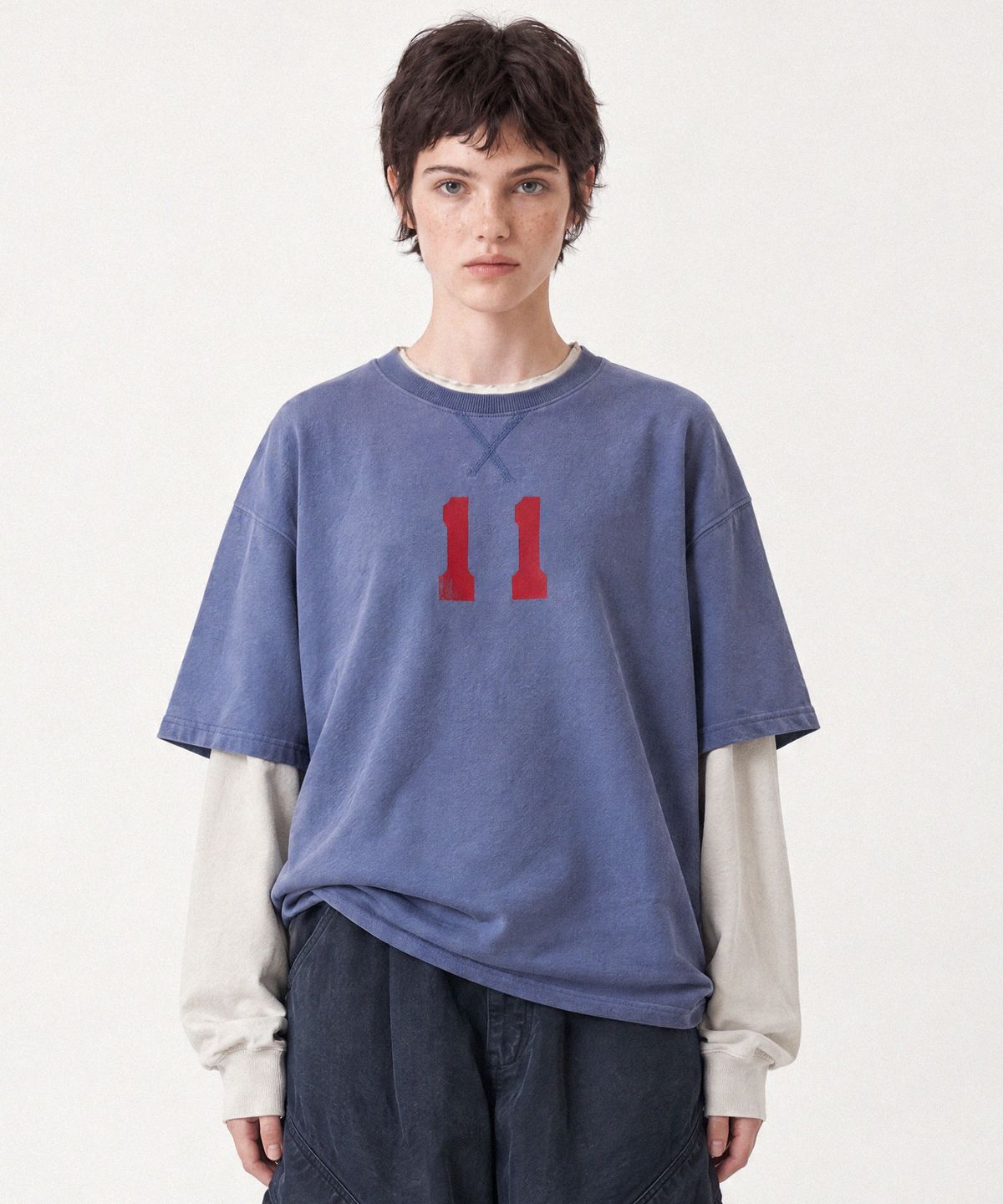 골든선샤인(GOLDEN SUNSHINE) ELEVEN LAYERD LONG SLEEVE T_SmokeBlue