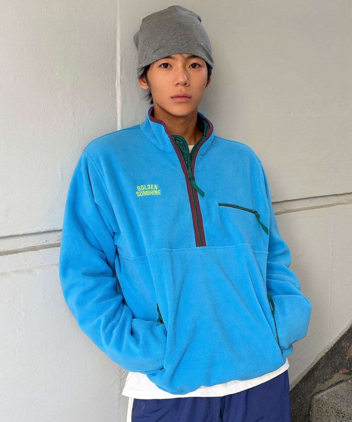 골든선샤인(GOLDEN SUNSHINE) REVERSIBLE FLEECE JUMPER_AzureBlue