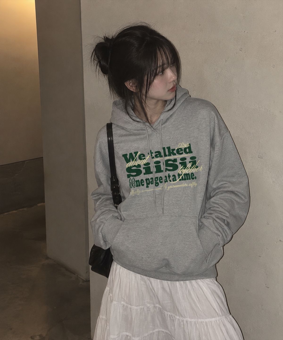 페이지시시(PAGESIISII) TALKED SIISII 프린팅 후드티 그레이