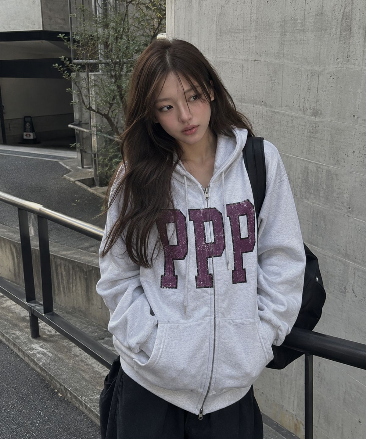 페이지시시(PAGESIISII) PPP CLUB 프린팅 투웨이 후드집업 화이트멜란지