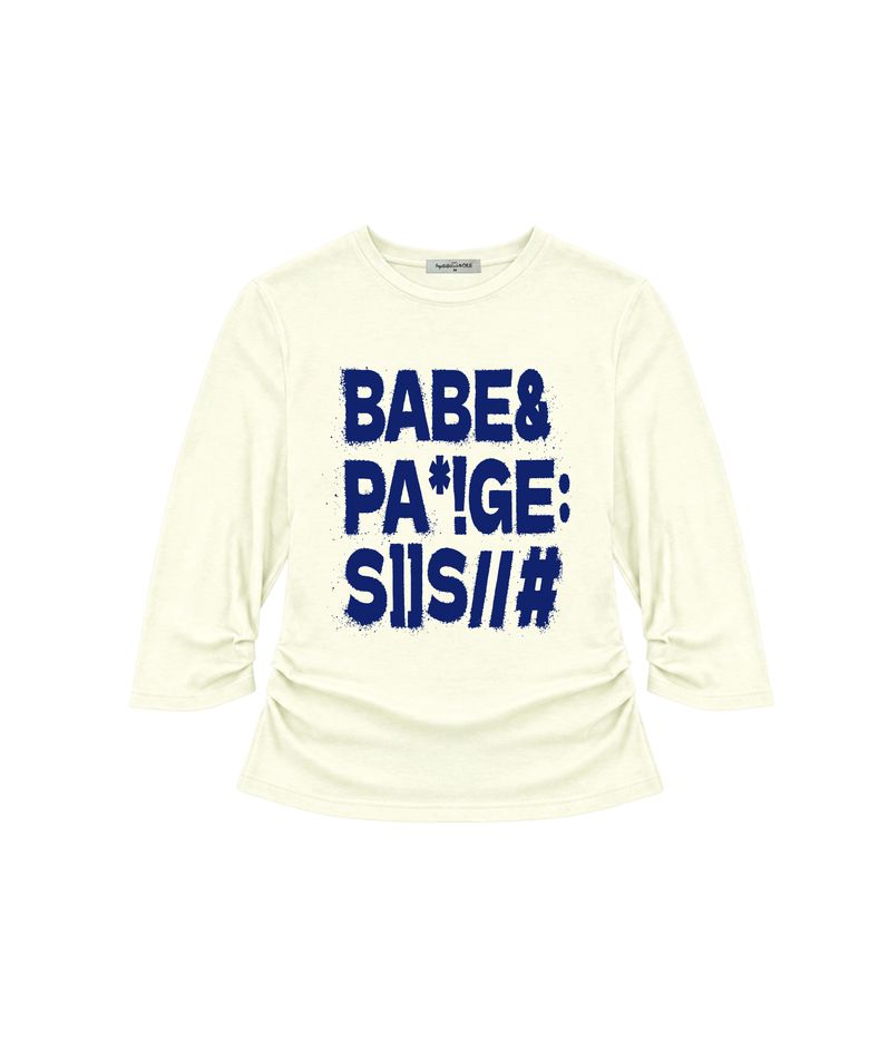 BABE 볼드 타이포 프린팅 7부 롱슬리브 옐로우